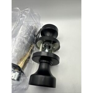 Kwikset Pismo Round Keyed Entry Door Knob W/ SmartKey In Matte Black 97402-849